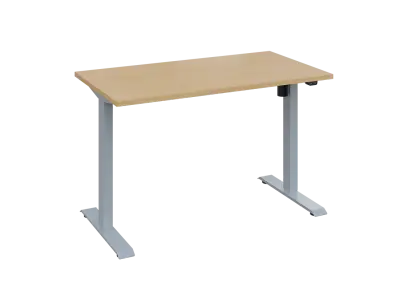 Flexi 27-12 výškově nastavitelný stůl, kovová podnož stříbrná, deska 25 mm, široký 1200 mm, javor horský